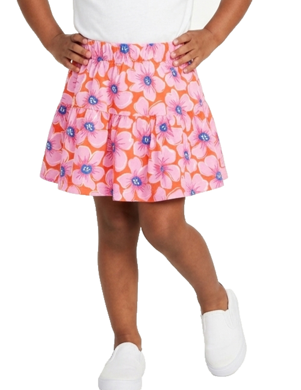 Epic Threads Toddler Girls Tiered Skirt Size 3T Pink Orange Floral Flower Print